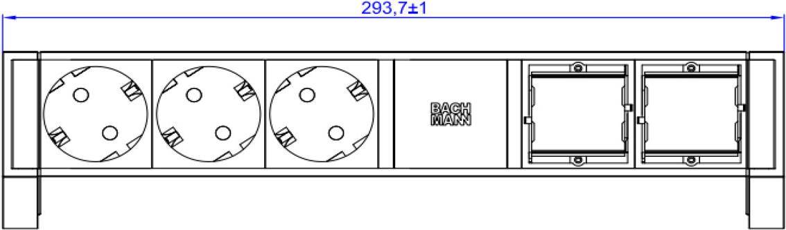 BACHMANN DESK2 3xCEE7/3 2xCM Strom 0,2m GST18 RAL9005