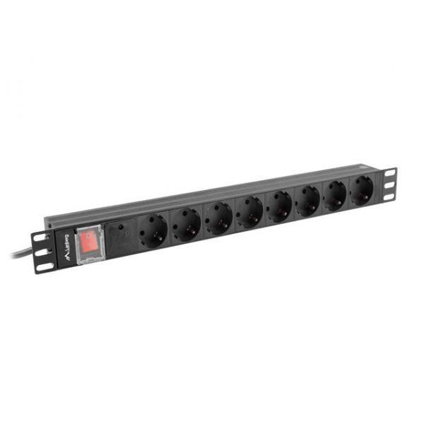 LANBERG 19 PDU-Steckdosenleiste 1U 8xSchuko 2,0m 16A sw Multimedia-Technik Steckdosenleisten