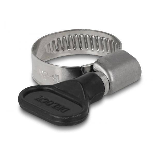 Delock Schlauchschelle - geeignet für 16 - 25 mm Schlauch - Schwarz (Packung mit