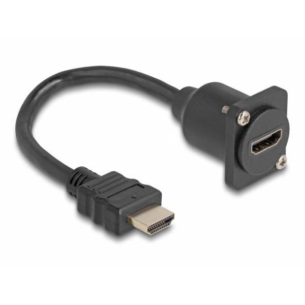Delock D-Typ HDMI Kabel Stecker zu Buchse schwarz 20 cm, 20 m, HDMI Typ A (Standard), HDMI Typ A (Standard), Schwarz