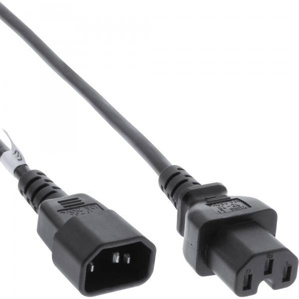 20er Bulk-Pack InLine® Netzkabelverlängerung, C15 gerade auf C14, schwarz, 3m