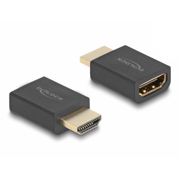 Delock Highspeed - HDMI-Adapter mit Ethernet - HDMI männlich zu HDMI weiblich - Schwarz - unterstützt 8K 60 Hz