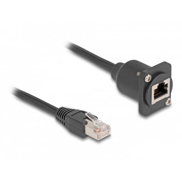 DELOCK D-Typ RJ45 Kabel Stecker zu Buchse Cat.5e SW 20 cm
