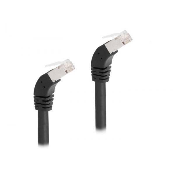 Delock RJ45 Netzwerkkabel Cat.6A S/FTP 45° nach unten gewinkelt 0,5 m schwarz