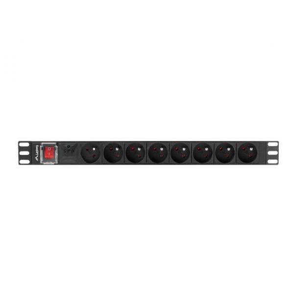 Lanberg PDU-08E-0200-BK, Geändert, 1U, Einphasig, Horizontal, Aluminium, Schwarz