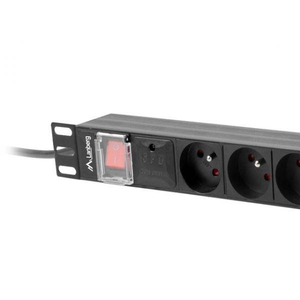 Lanberg PDU-08E-0200-BK, Geändert, 1U, Einphasig, Horizontal, Aluminium, Schwarz