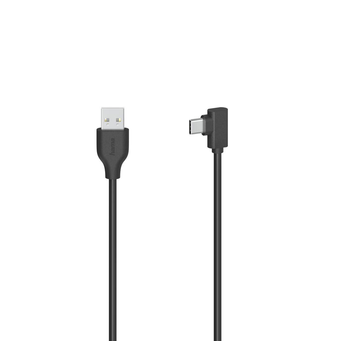 hama 00200646 USB-C-Kabel, USB-C-Stecker - USB-A-Stecker, 90°, USB 2.0, 480 Mbit/s, 0,75m