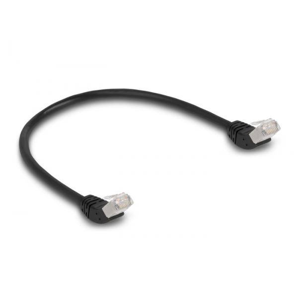 Delock RJ45 Netzwerkkabel Cat.6A S/FTP 45° nach oben gewinkelt 0,5 m schwarz