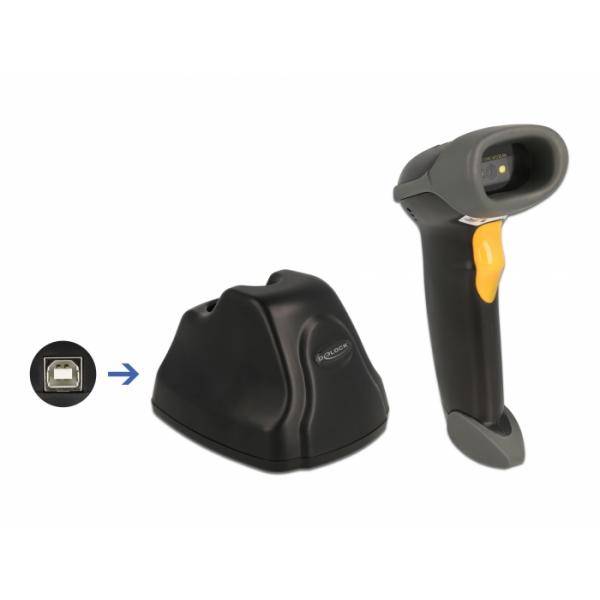 Delock 2.4 GHz Barcode Scanner 1D und 2D mit Ladestation - Mehrsprachig - Barcod