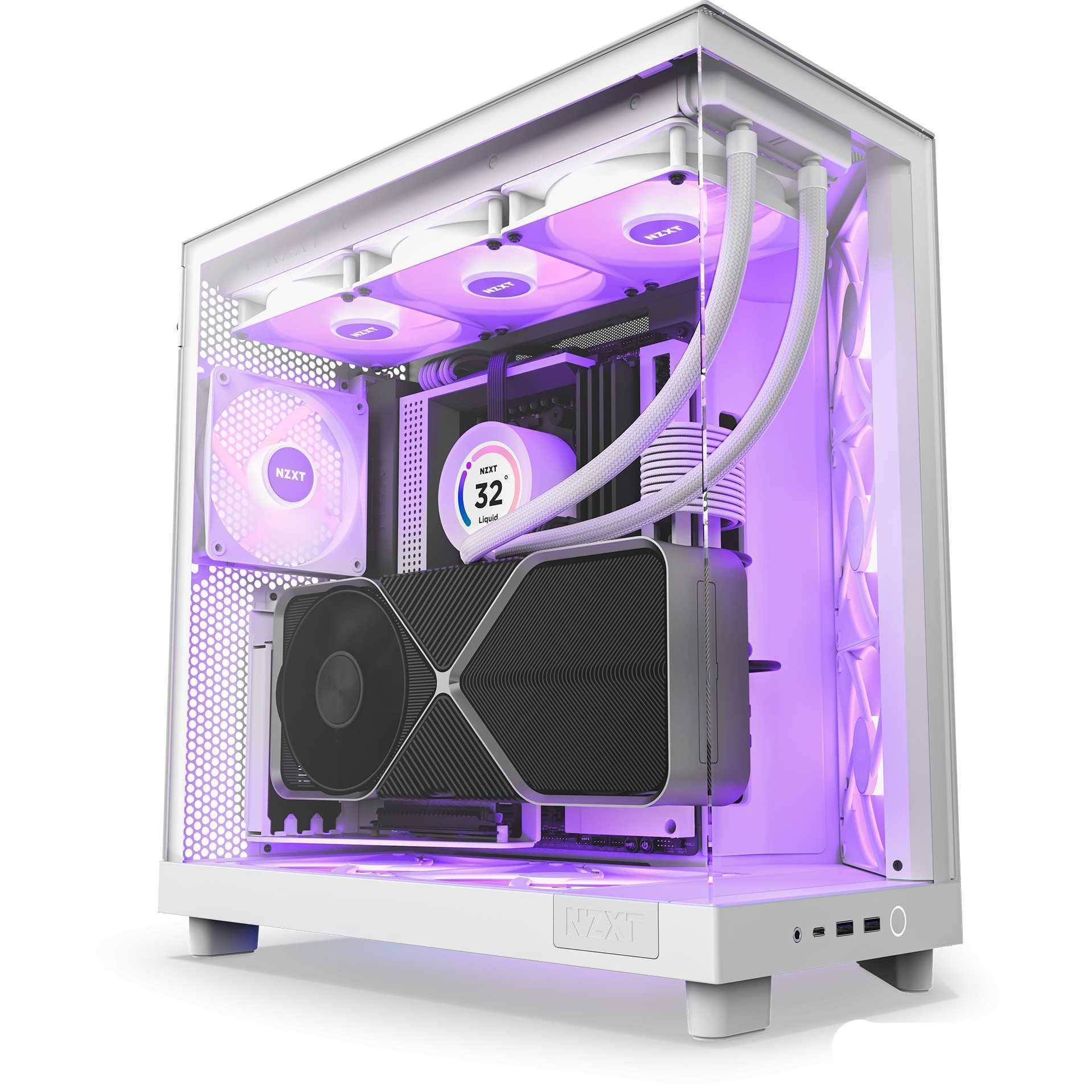 NZXT H series H6 Flow RGB - Mid tower - ATX - Seitenteil mit Fenster (gehärtetes Glas)