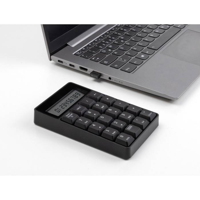 Delock 2 in 1 USB Typ-A Nummernblock mit Taschenrechner Funktion 2,4 GHz kabellos schwarz - USB - 20,