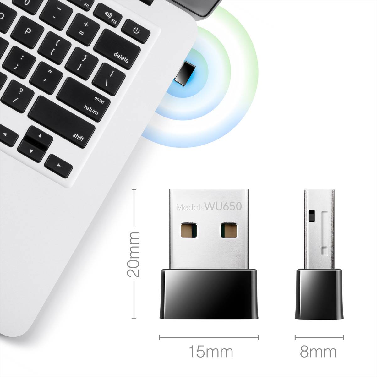 CUDY WU650, Kabellos, USB, WLAN, Wi-Fi 5 (802.11ac), 433 Mbit/s, Schwarz
