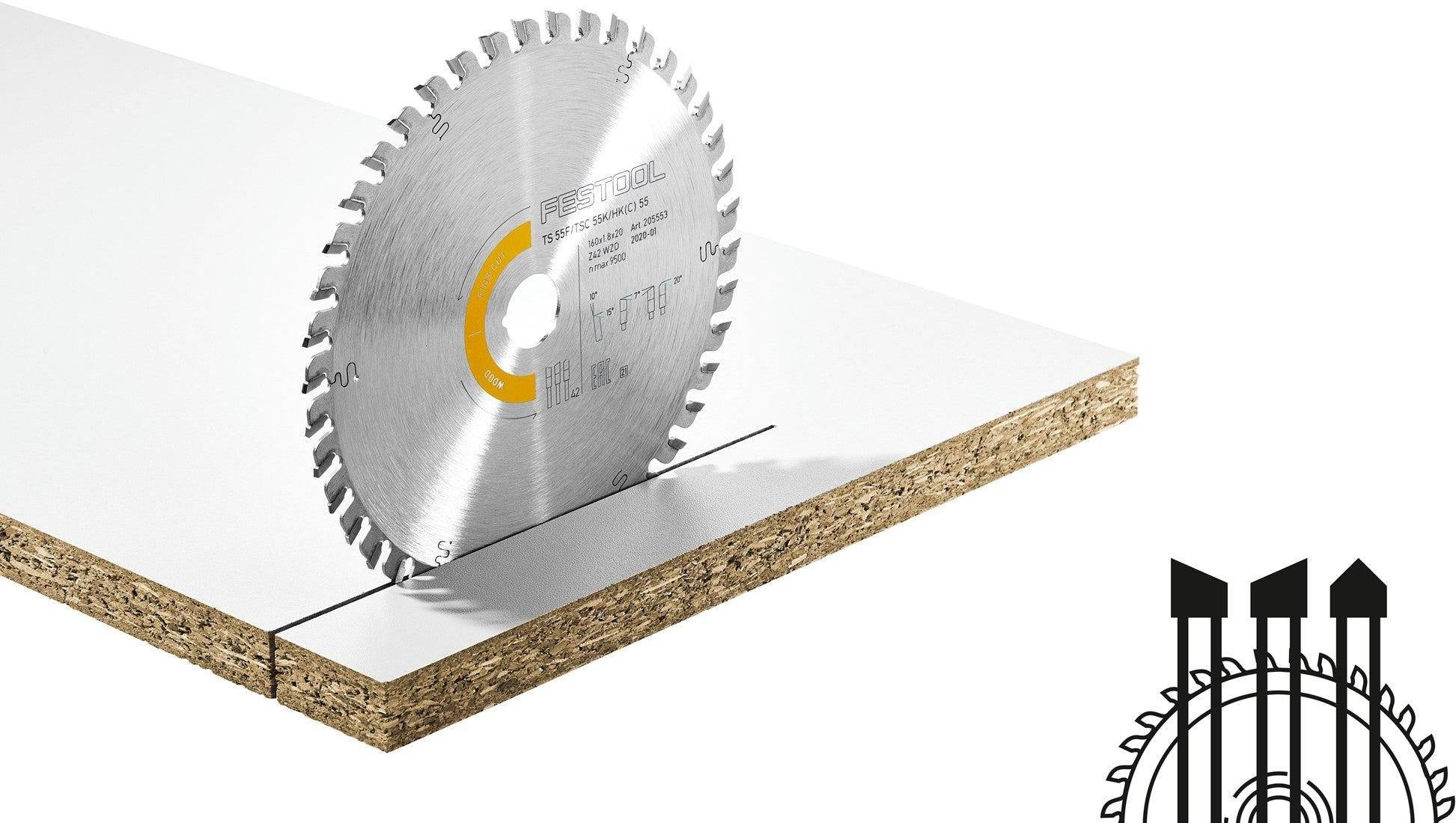 Festool Kreissägeblatt HW 160x1,8x20 WD42 WOOD FINE CUT