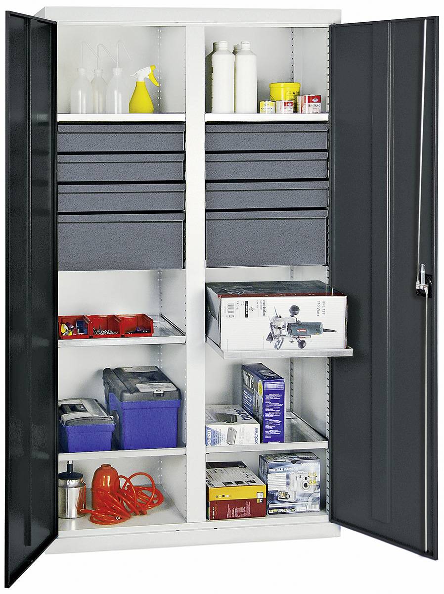 Werkzeugschrank S3000 RAL 7035/7016 6 Schub. 100 mm, 2 Schub 200 mm, 6 Wannen