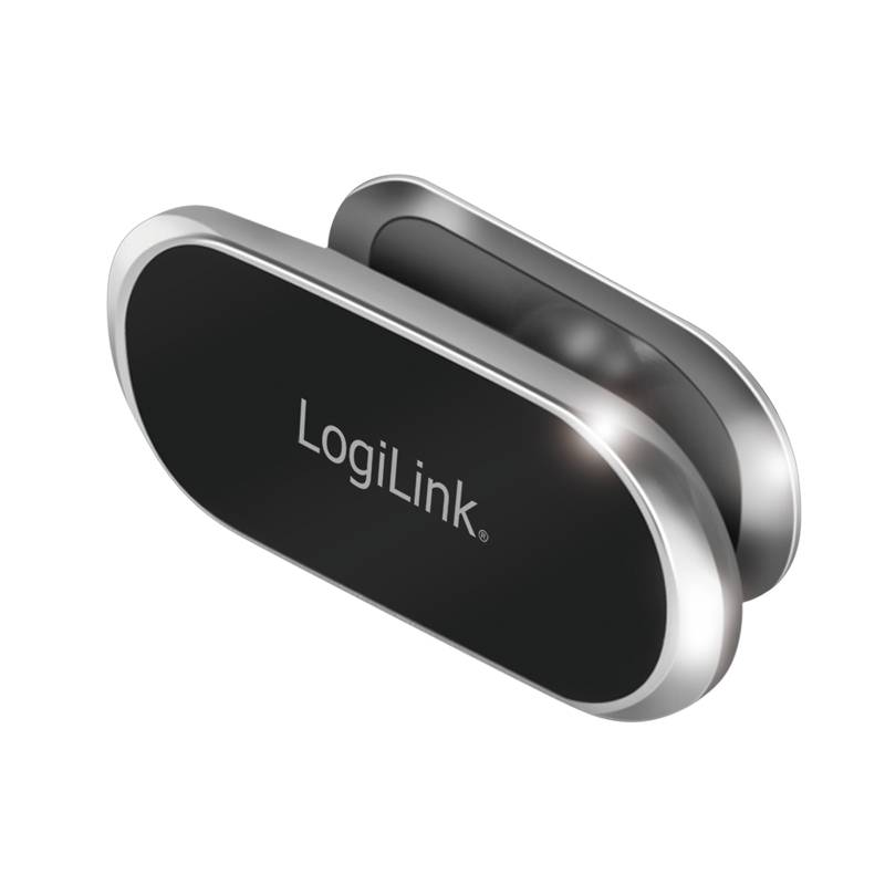 LogiLink Magnetischer Smartphone-Halter, 360° drehbar, bis 800 g, Aluminium, schwarz/silber