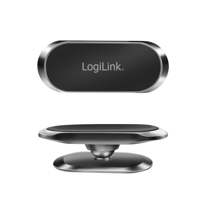 LogiLink Magnetischer Smartphone-Halter, 360° drehbar, bis 800 g, Aluminium, schwarz/silber