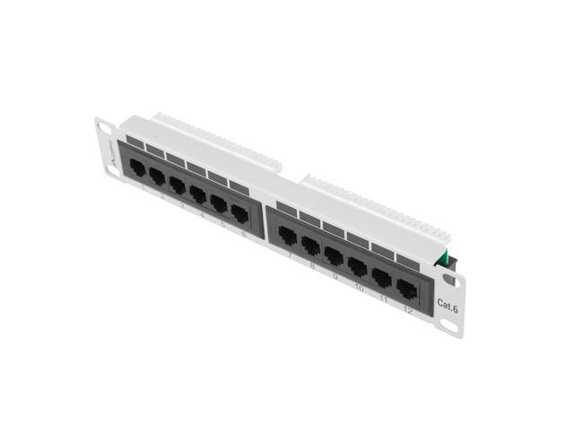 LANBERG 10" Patchpanel 1U 12-Port CAT.6 UTP grau