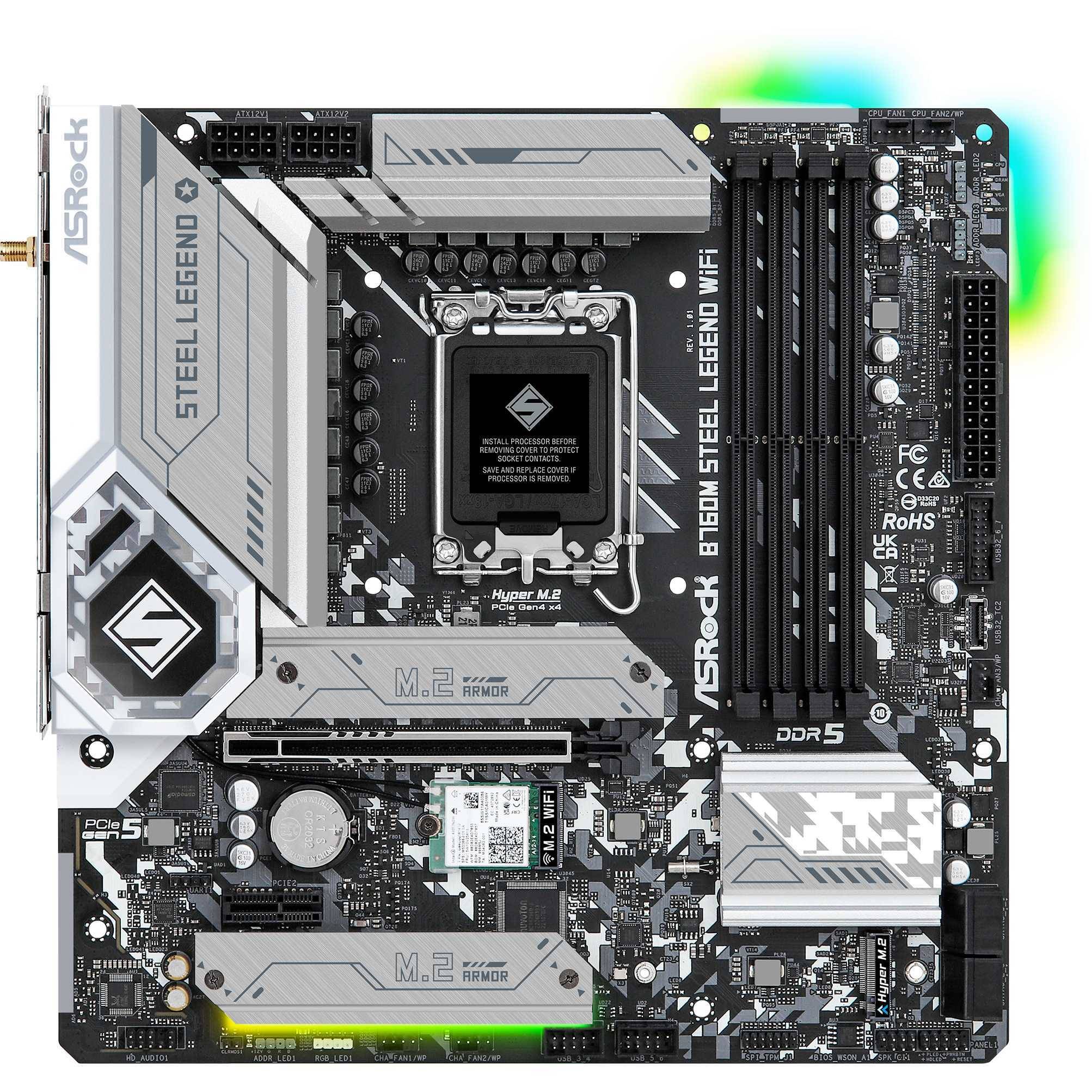 ASRock B760M Steel Legend WiFi Mainboard Sockel (PC) Intel® LGA 1700 Formfaktor (Details) Micro-ATX Mainboard-Chipsatz Intel® B760