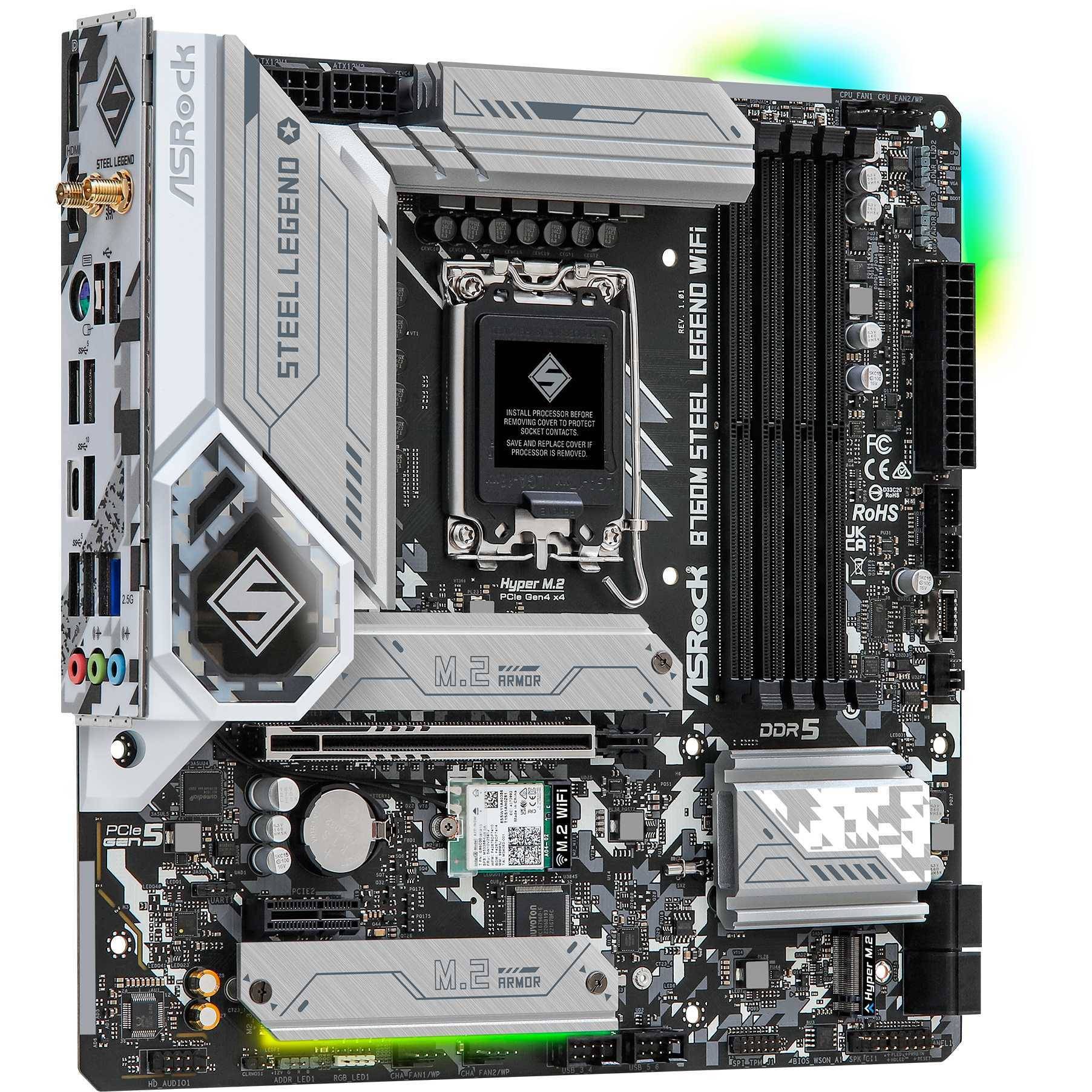 ASRock B760M Steel Legend WiFi Mainboard Sockel (PC) Intel® LGA 1700 Formfaktor (Details) Micro-ATX Mainboard-Chipsatz Intel® B760