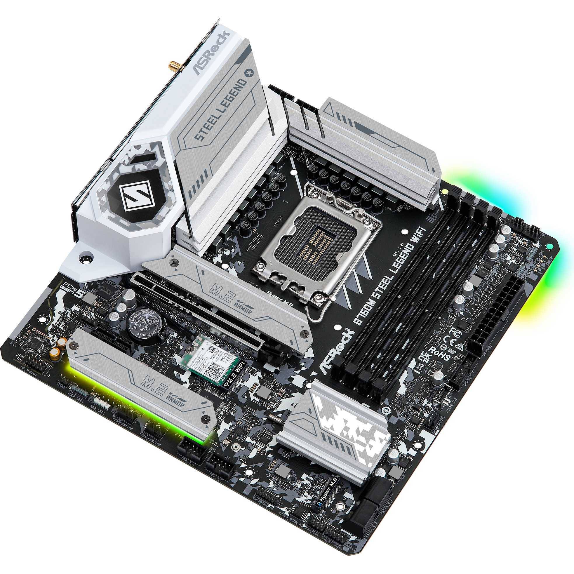 ASRock B760M Steel Legend WiFi Mainboard Sockel (PC) Intel® LGA 1700 Formfaktor (Details) Micro-ATX Mainboard-Chipsatz Intel® B760