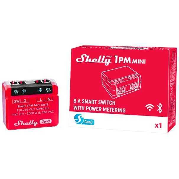 Shelly Plus 1PM Mini Gen. 3 Funk-Schalter Wi-Fi, Bluetooth