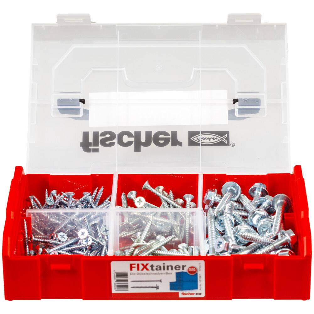 fischer 553347, Schraubensatz, Metall, Beton, Faserplatte, Gipskarton, TX40, Box, 210 Stück(e)