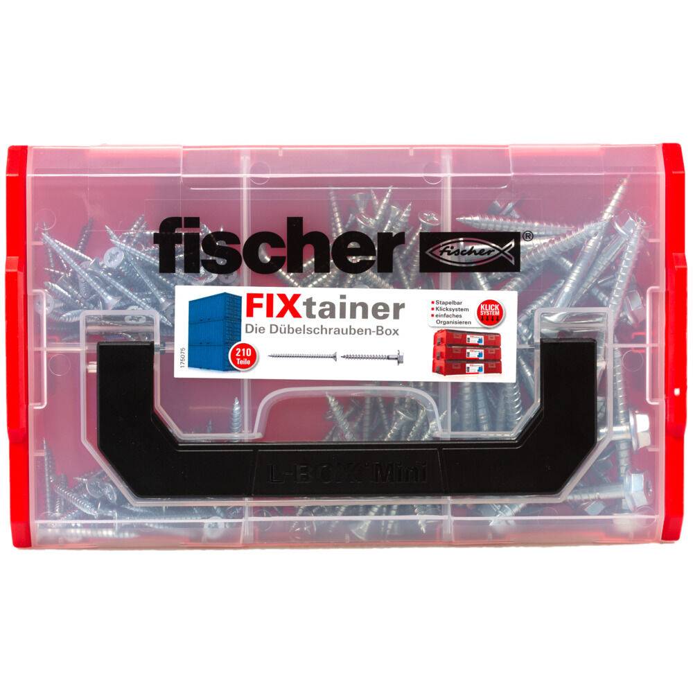 fischer 553347, Schraubensatz, Metall, Beton, Faserplatte, Gipskarton, TX40, Box, 210 Stück(e)
