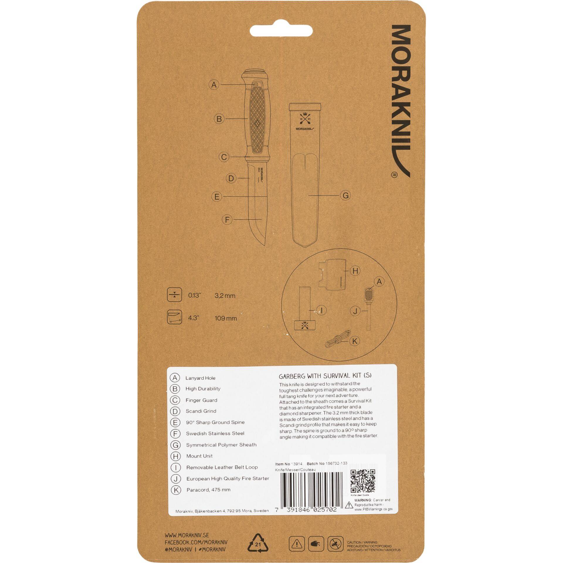 Morakniv Garberg, Einzelbild, Jagdmesser, Absetzpunkt, Edelstahl, Polyamid, Schwarz