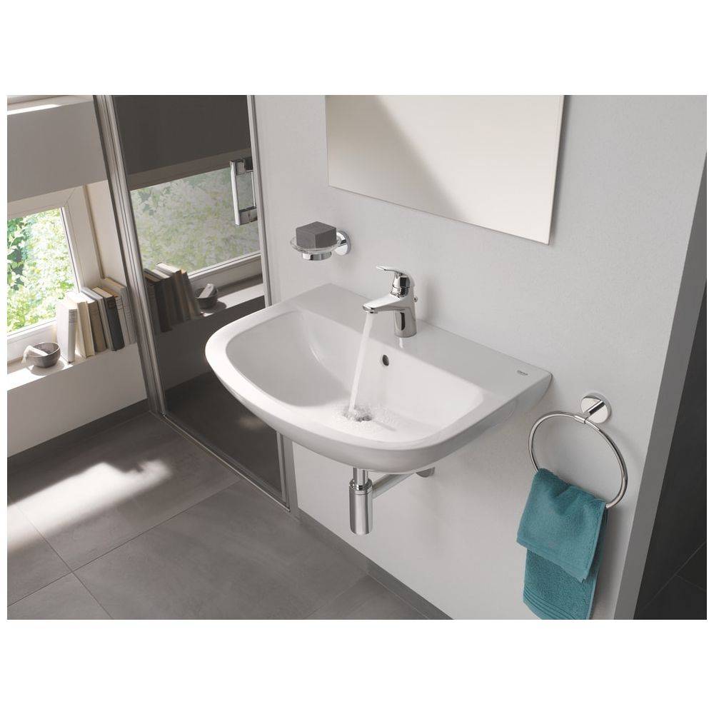 Grohe Bau Keramik Waschtisch, Alpinweiß wandhängend, 609x442mm, 1 Hahnloch, mit Überlauf, aus Sanitärkeramik