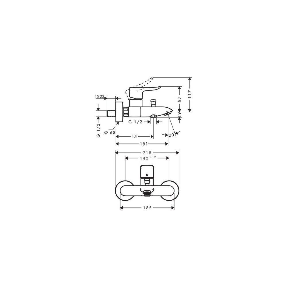 hansgrohe Metris Einhebel-Wannenmischer Aufputz DN 15, Chrom