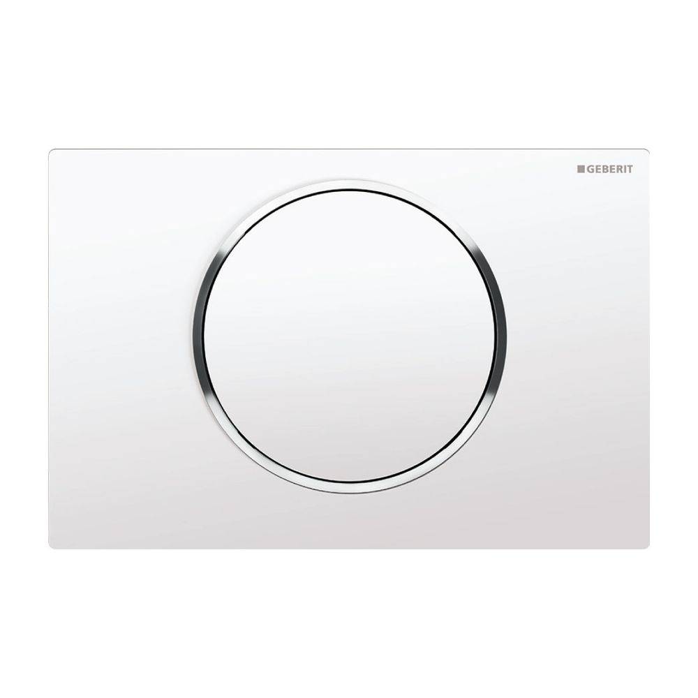 Geberit Drückerplatte Sigma10, für Spül-Stopp-Spülung Weiß, Hochglanz verchromt