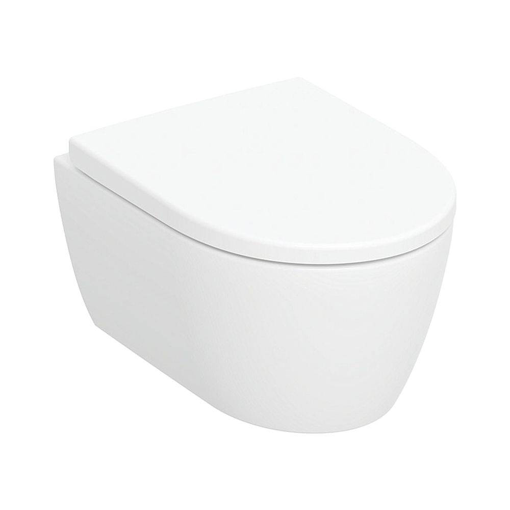 Geberit iCon Set Wand-WC Tiefspüler verkürzte Ausladung geschlossenes Keramikdesign, Rimfree, WC-Sitz 49cm,