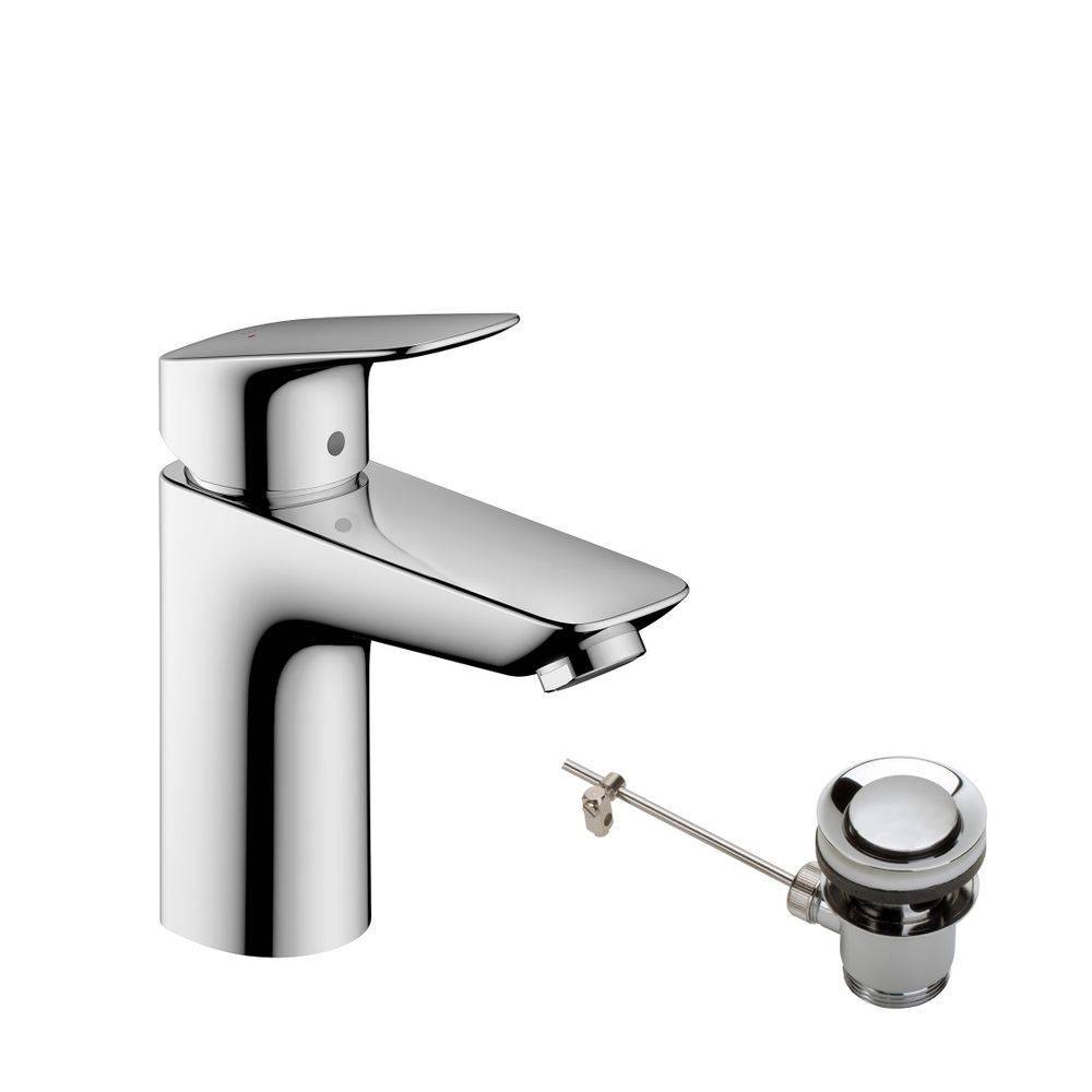 hansgrohe Logis Einhebel-Waschtischmischer 100mm 5l/min Chrom mit Metall-Zugstangen-Garnitur