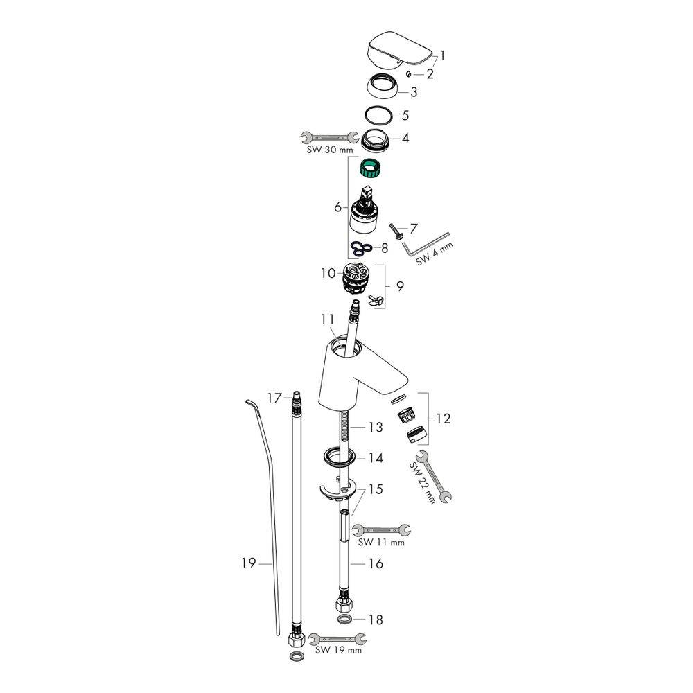 hansgrohe Logis Einhebel-Waschtischmischer 100mm 5l/min Chrom mit Metall-Zugstangen-Garnitur