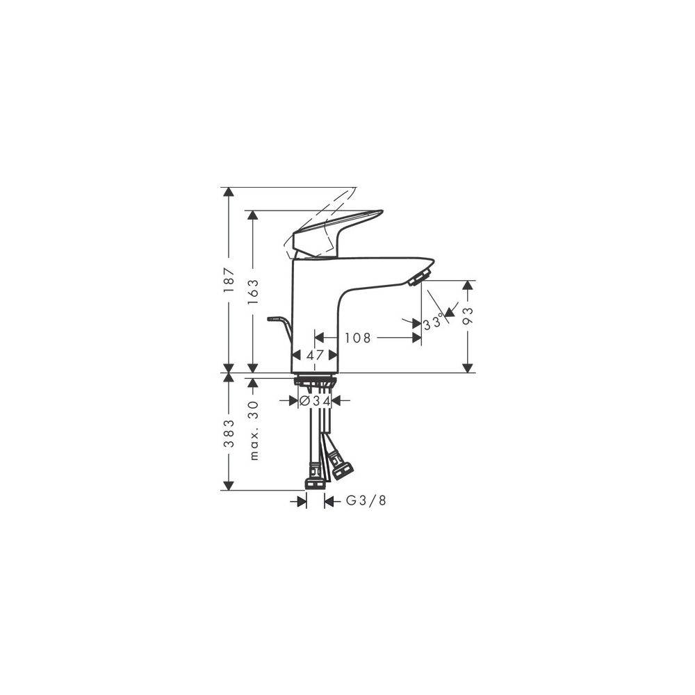 hansgrohe Logis Einhebel-Waschtischmischer 100mm 5l/min Chrom mit Metall-Zugstangen-Garnitur