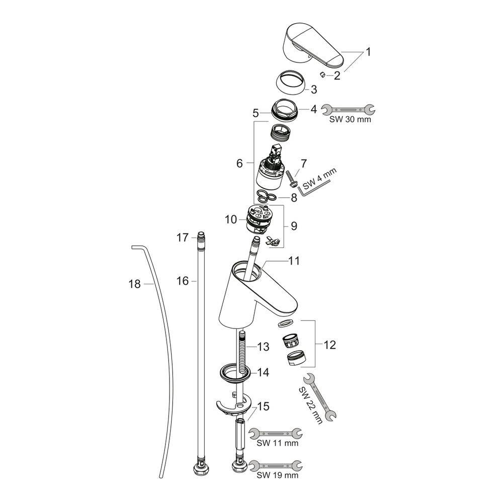 hansgrohe Focus Einhebel-Waschtischmischer 70mm 5l/min mit Zugstangen-Garnitur, Chrom