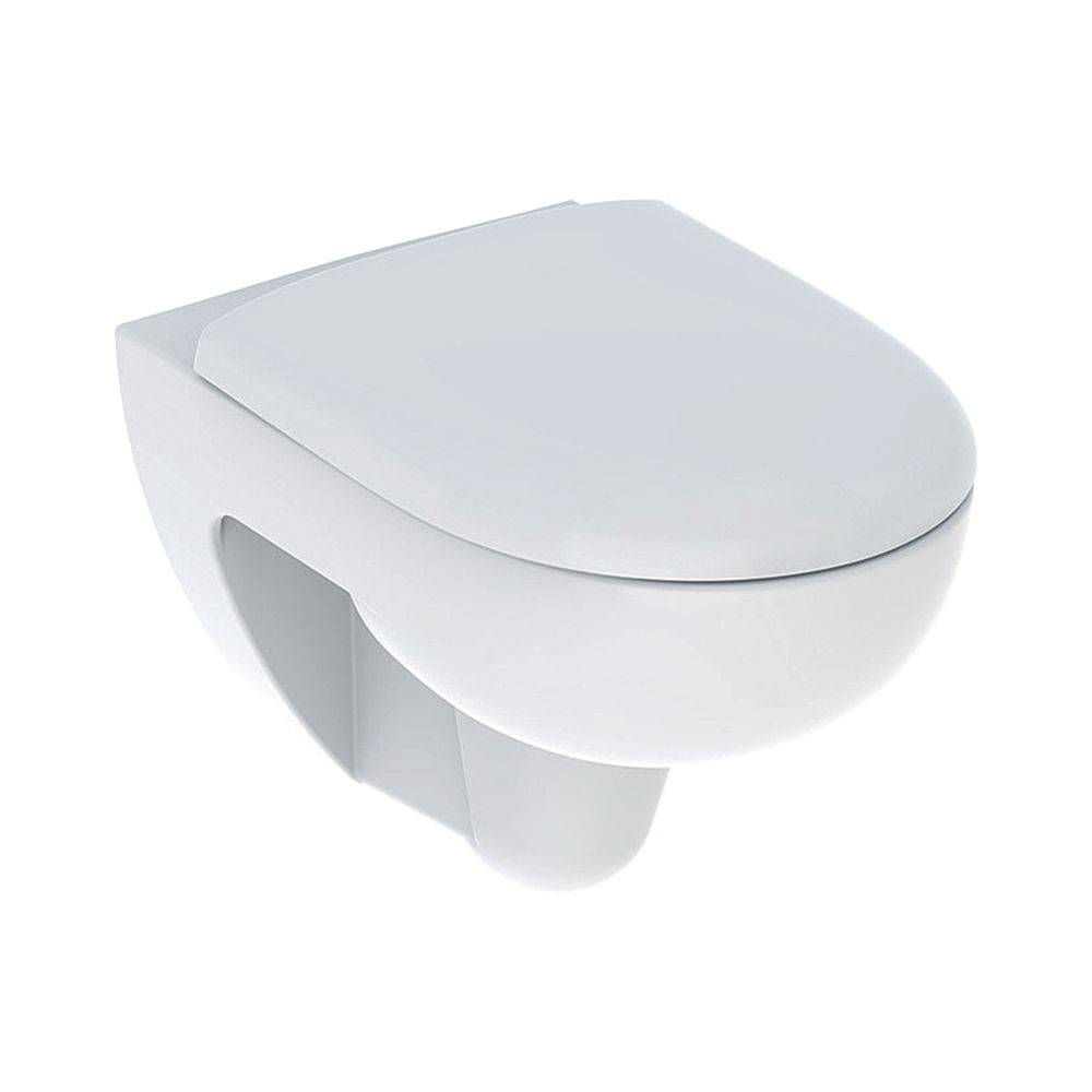 Geberit Renova Set Wand-WC Tiefspüler Rimfree, WC-Sitz T 54cm, Absenkautomatik Quick-Release Bef. von oben, Weiß