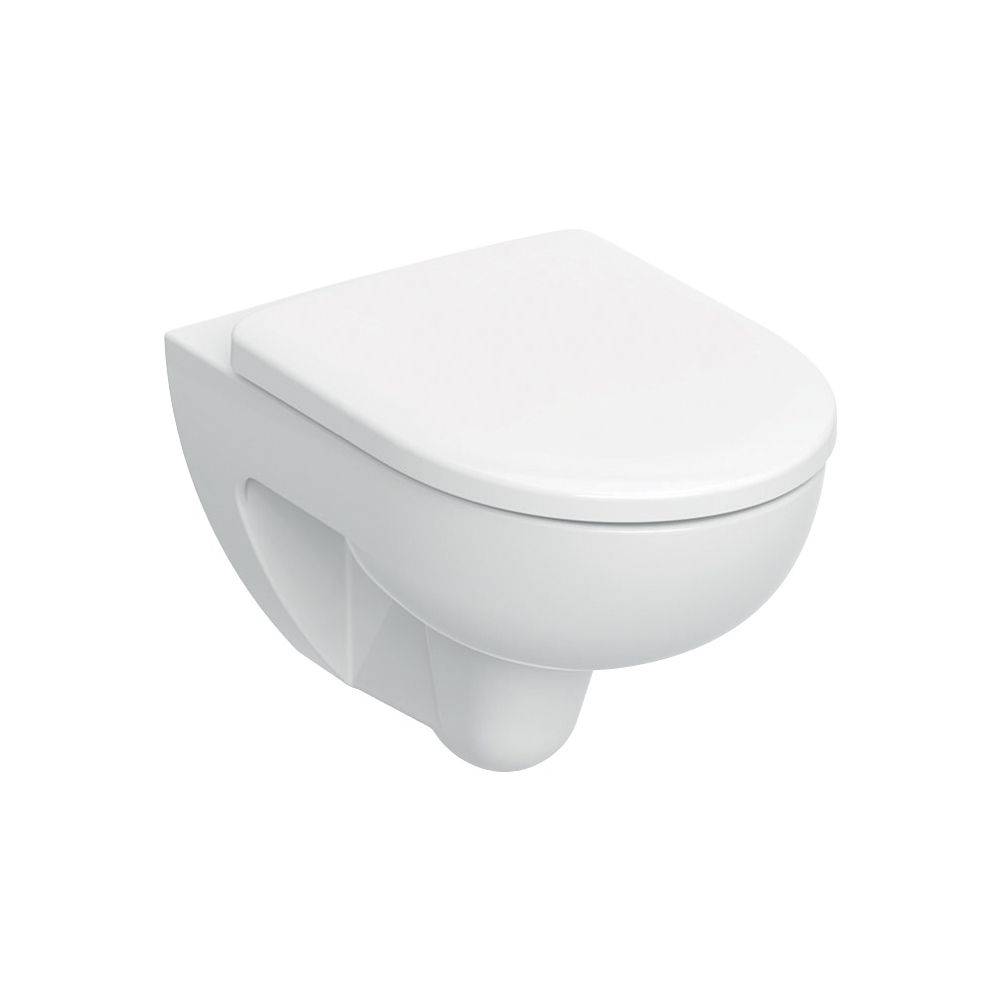 Geberit Renova Set Wand-WC Tiefspüler Rimfree, WC-Sitz T 54cm, Absenkautomatik Quick-Release Bef. von oben, Weiß