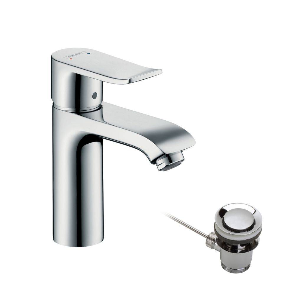 hansgrohe Metris Einhebel-Waschtischmischer 110mm 5l/min mit Zugstangen-Garnitur, Chrom