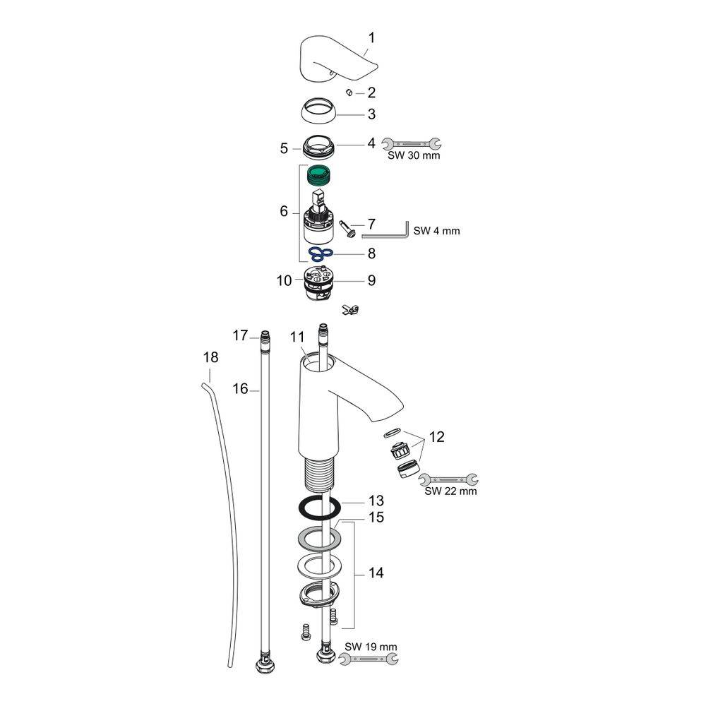 hansgrohe Metris Einhebel-Waschtischmischer 110mm 5l/min mit Zugstangen-Garnitur, Chrom