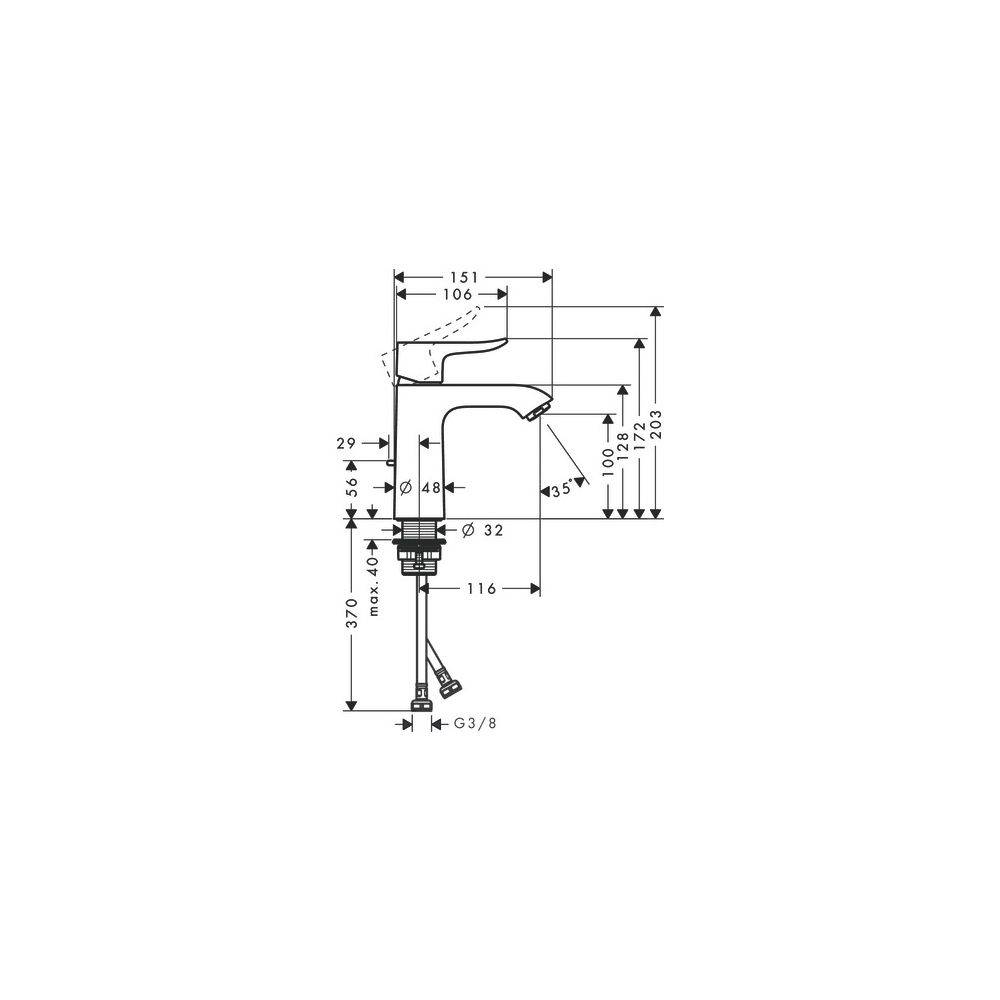 hansgrohe Metris Einhebel-Waschtischmischer 110mm 5l/min mit Zugstangen-Garnitur, Chrom