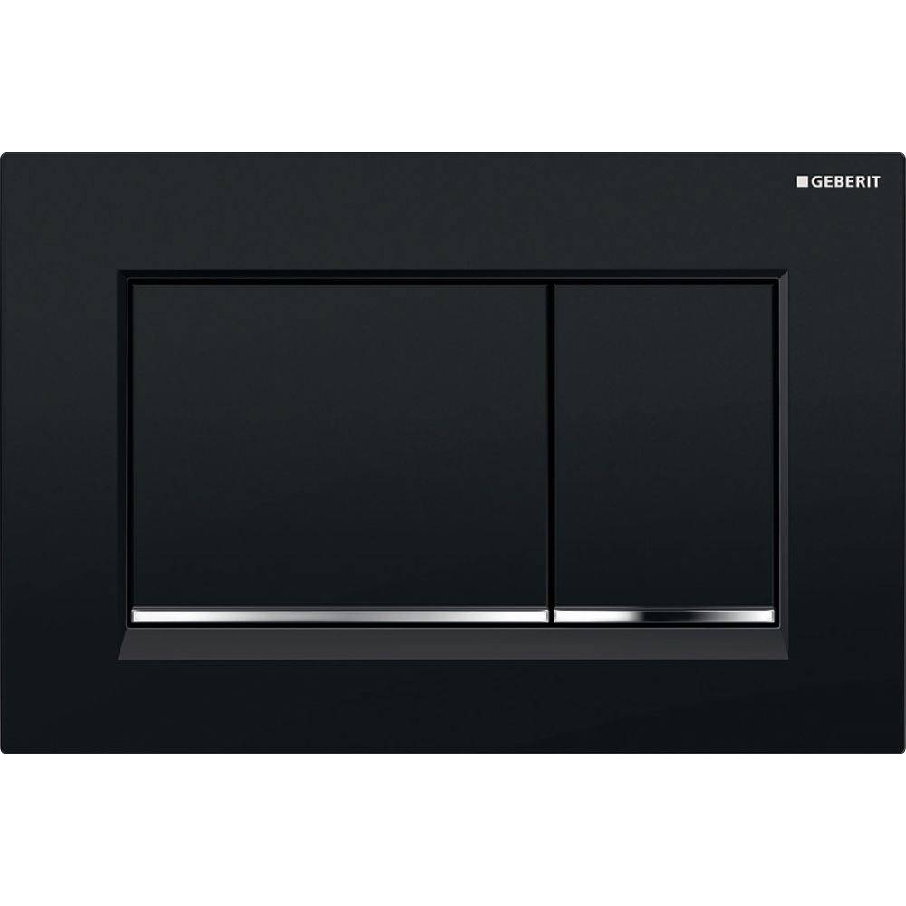 Geberit Sigma 20 (ex 30) Drückerplatte mit 2-Mengen-Spülung, Schwarz, Hochglanz verchromt