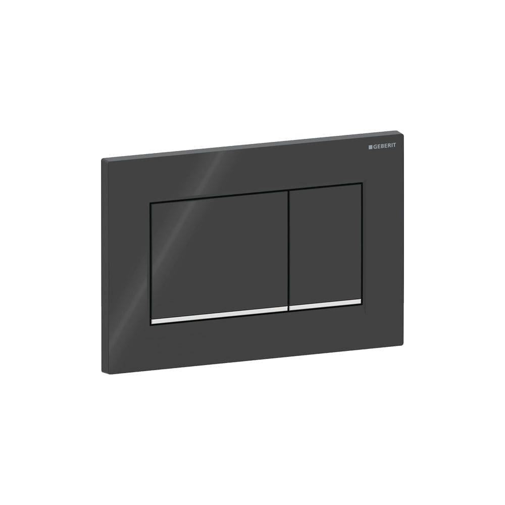 Geberit Sigma 20 (ex 30) Drückerplatte mit 2-Mengen-Spülung, Schwarz, Hochglanz verchromt