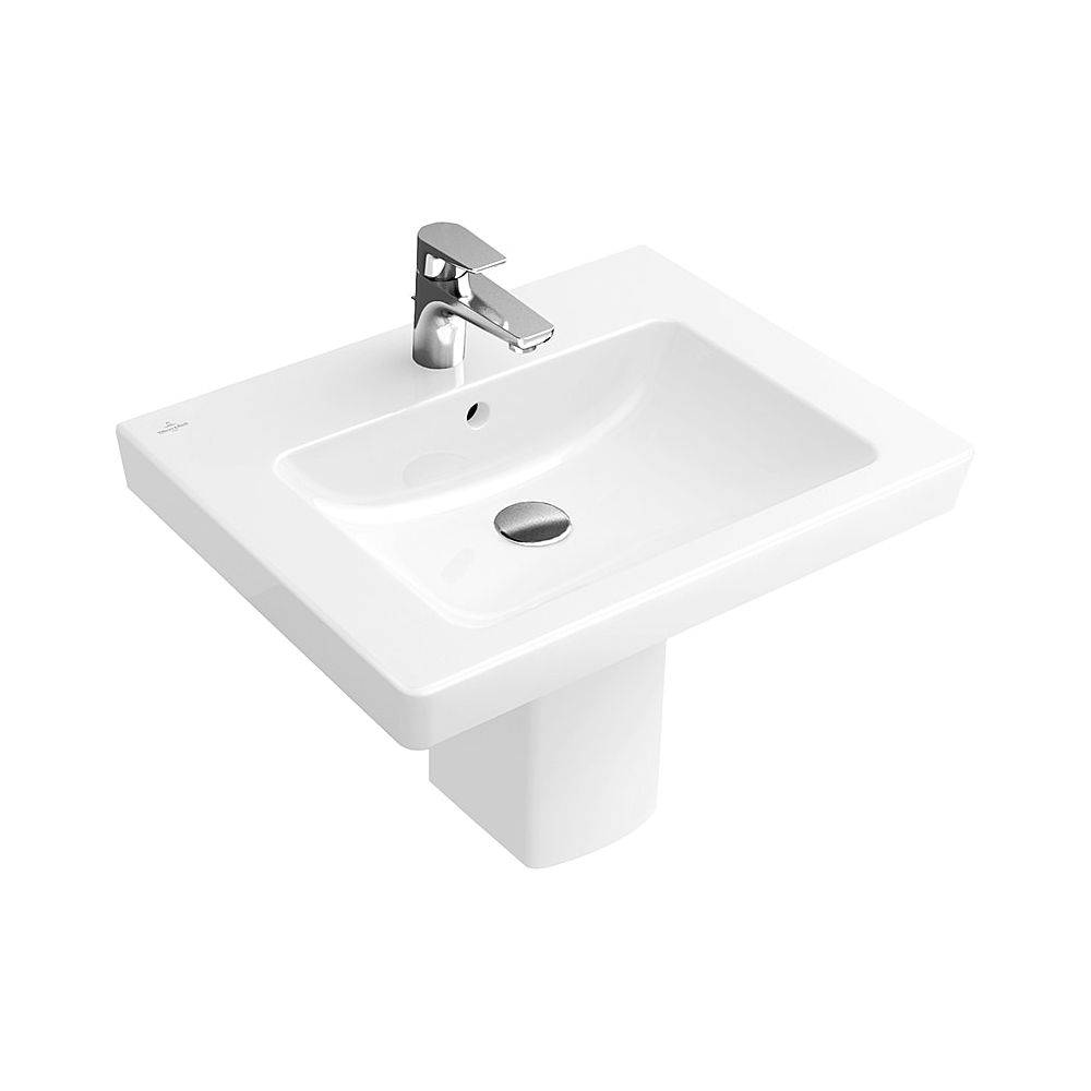 Villeroy & Boch Waschbecken Subway 2.0 711360 600x470mm Rechteck 1 Hahnloch mit Überlauf Weiß Alpin