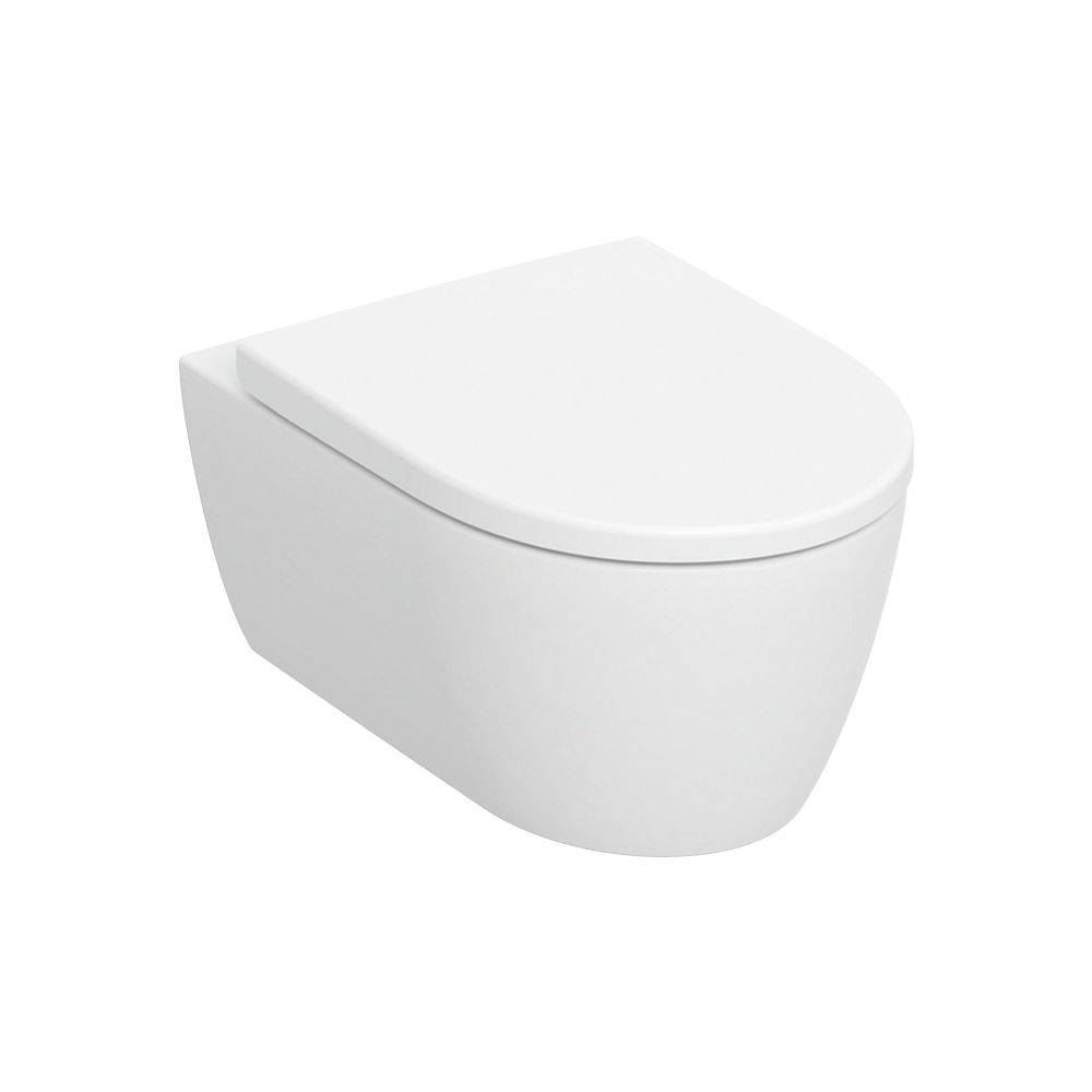 Geberit iCon Set Wand-WC Tiefspüler geschlossene Form Rimfree, WC-Sitz T 53cm Absenkautom. Quick-Release Bef. von oben,