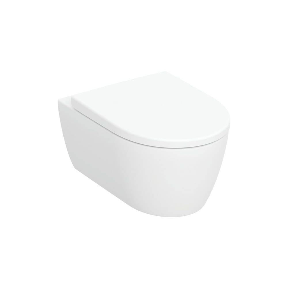 Geberit iCon Set Wand-WC Tiefspüler geschlossene Form Rimfree, WC-Sitz T 53cm Absenkautom. Quick-Release Bef. von oben,