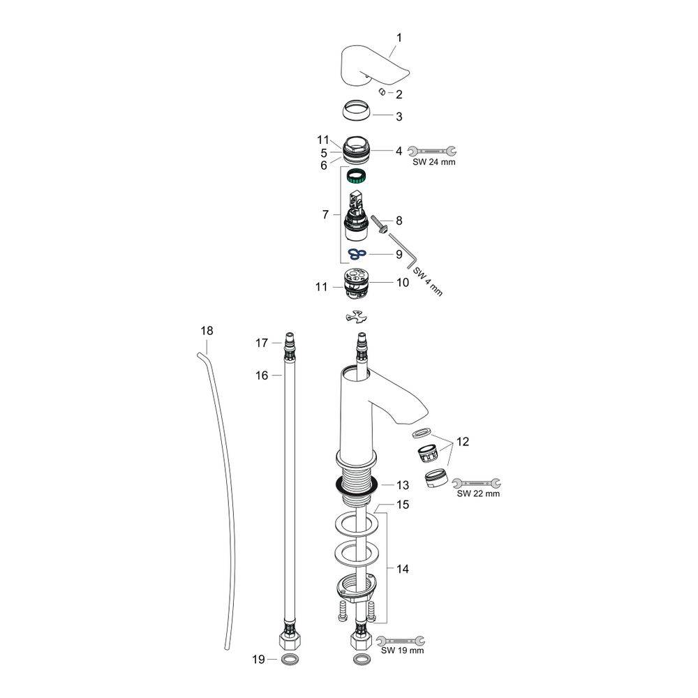 hansgrohe Metris Einhebel-Waschtischmischer 100mm 5l/min für Handwaschbecken mit Zugstangen-Garnitur, Chrom
