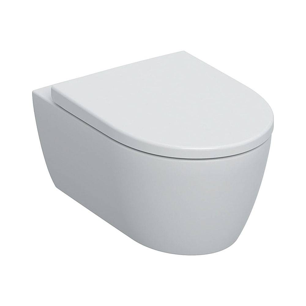 Geberit iCon Set Wand-WC Tiefspüler geschlossene Form Rimfree, WC-Sitz T 53cm Absenkautom. Quick-Release Bef. von oben,