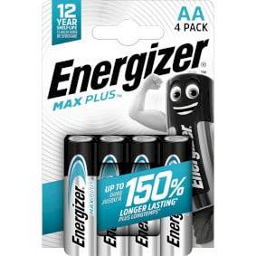 Energizer Batterie Alkaline, Mignon, AA, LR06, 1.5V Max Plus, Retail Blister (4-Pack)