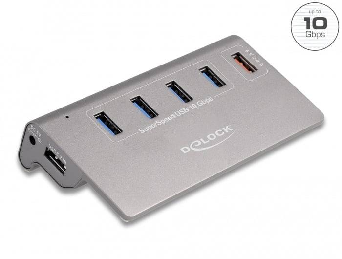 Delock - Hub - 10 Gbps, + 1 Fast Charging Port inkl. Spannungsversorgung